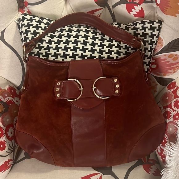 LUCA LUCA Leather Trimmed Suede Hobo Hand Bag - Picture 5 of 16